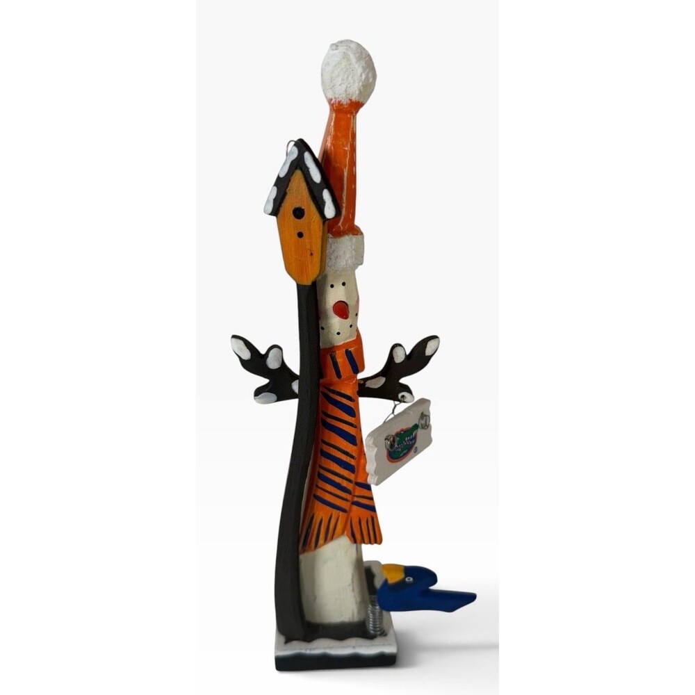 UNIVERSITY OF FLORIDA WOODEN SNOWMAN CHRISTMAS ORNAMENT 8.75” GO GATORS